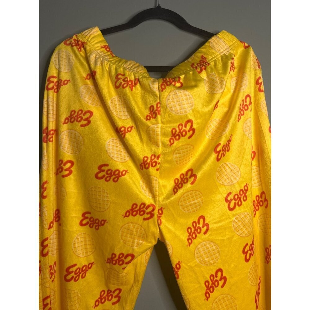 Eggo Men's Lounge Pants Size L Yellow Novelty Graphic Y2K Retro Comfy Pajama - Picture 5 of 5